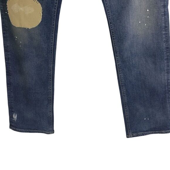 GUESS Men's Jeans Size 36 Eco Angeles Skinny Slim Fit Patch Paint Splatter - Picture 7 of 13